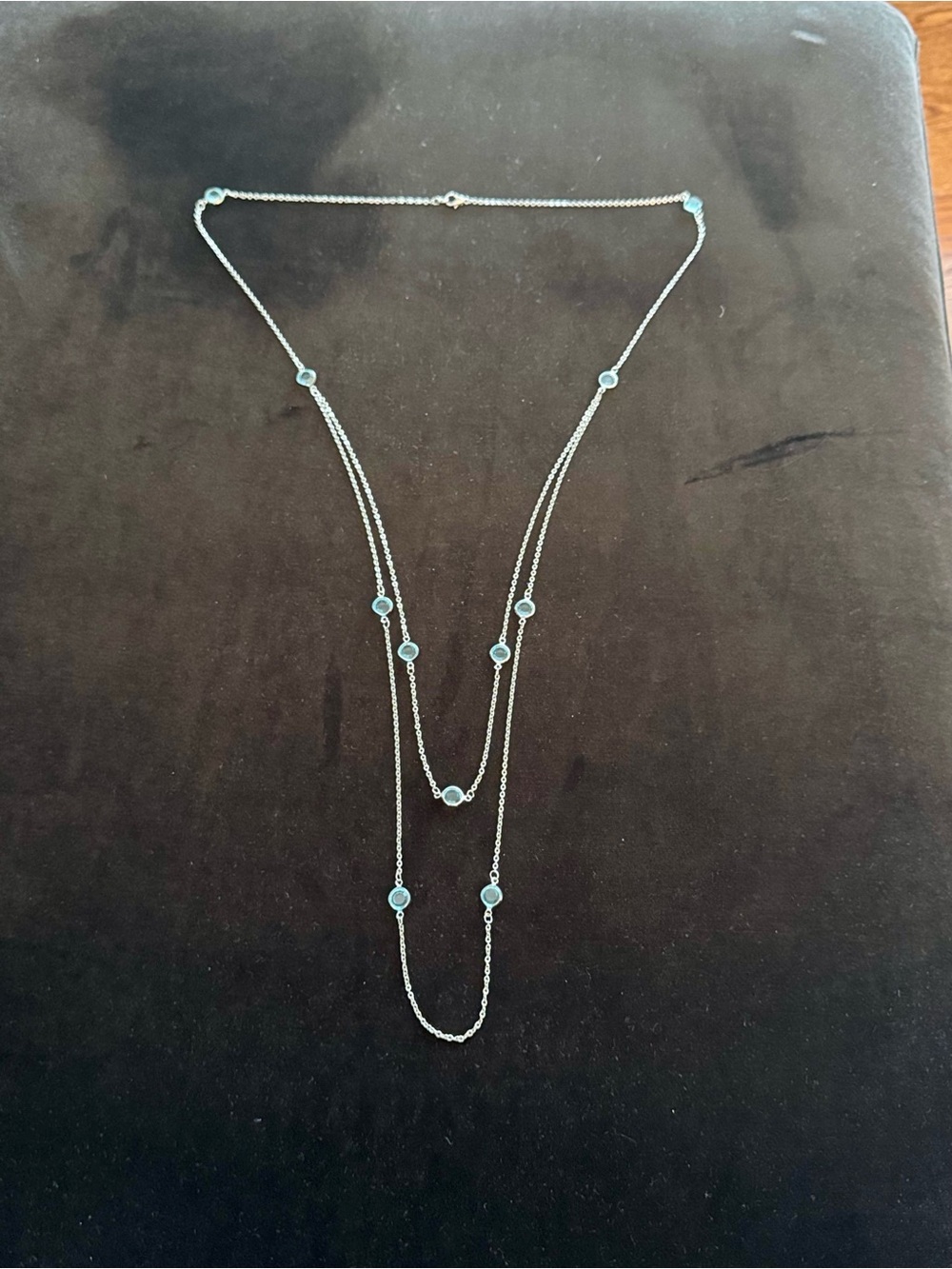 Lia Sophia silver with turquoise stones double stranded necklace